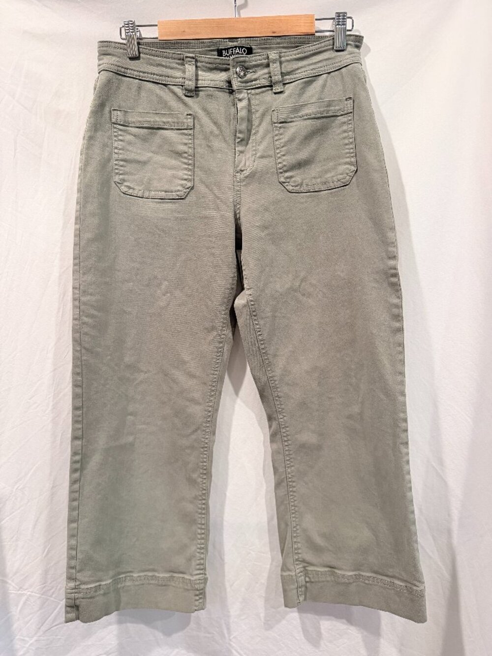 Buffalo David Bitton Brigette Olive High Rise Straight Wide Leg Crop Casual Pant